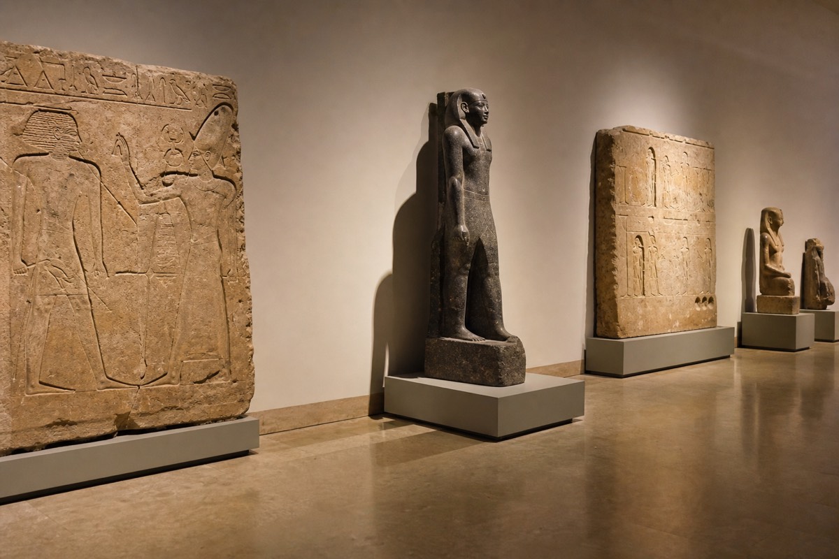 A quiet gallery at the Grand Egyptian Museum